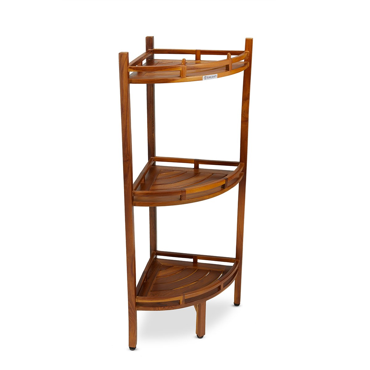 3 Tier Bathroom Corner Organizer with Teak Wood Shower Caddy