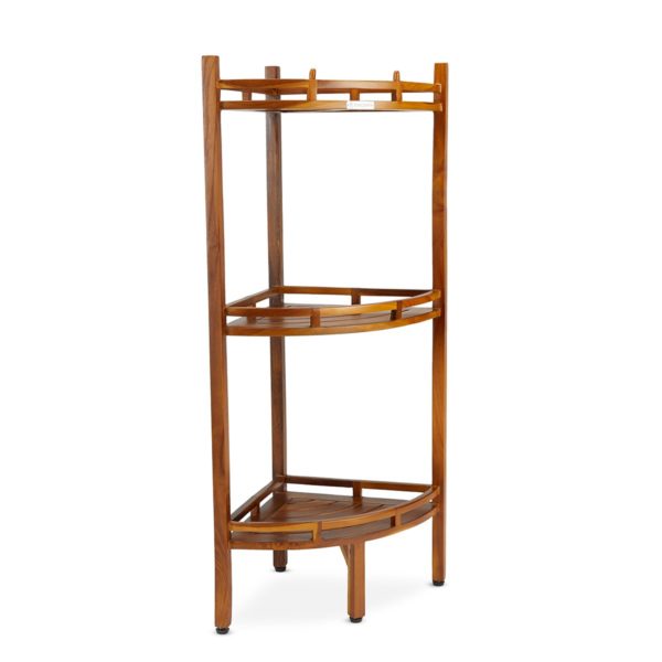 Best Quality The OM, Teak 3 Tier Corner Shelf Online - TeakCraftUS