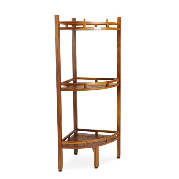 Best Quality The OM, Teak 3 Tier Corner Shelf Online - TeakCraftUS