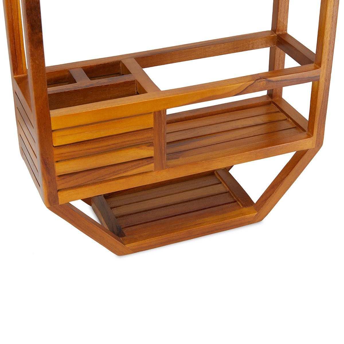 Utoplike Teak Shower Caddy Corner, 3 Tier Standing Shower Organizer Shelf  with Handle, Wood Bathroom Stand Up Caddy Basket for Shampoo, Rack for