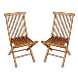 Teak wood folding chair for garden and lobby - TeakCraftUS