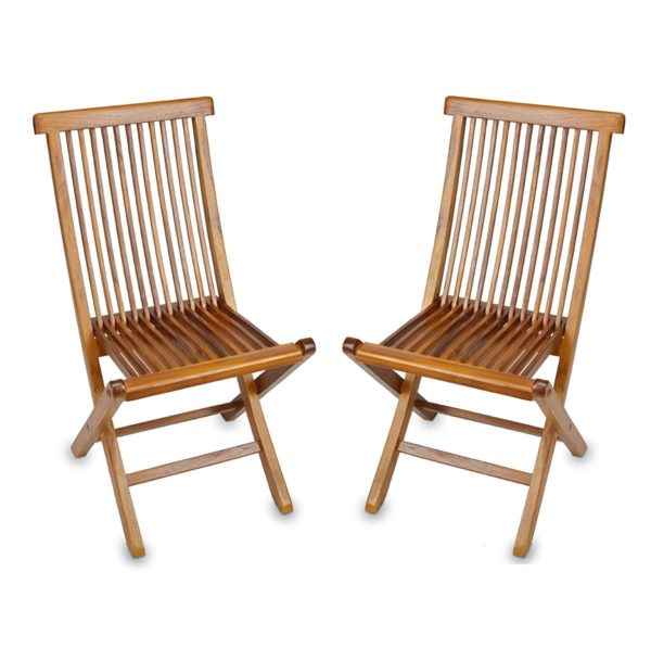 Teak wood folding chair for garden and lobby - TeakCraftUS