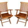 Teak Folding Arm Chair for Outdoor Patio Garden - TeakCraftUS