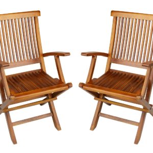 Teak Folding Arm Chair for Outdoor Patio Garden - TeakCraftUS