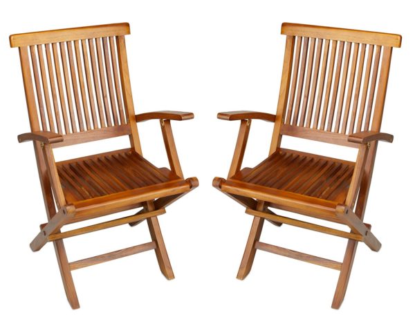 Teak Folding Arm Chair for Outdoor Patio Garden - TeakCraftUS