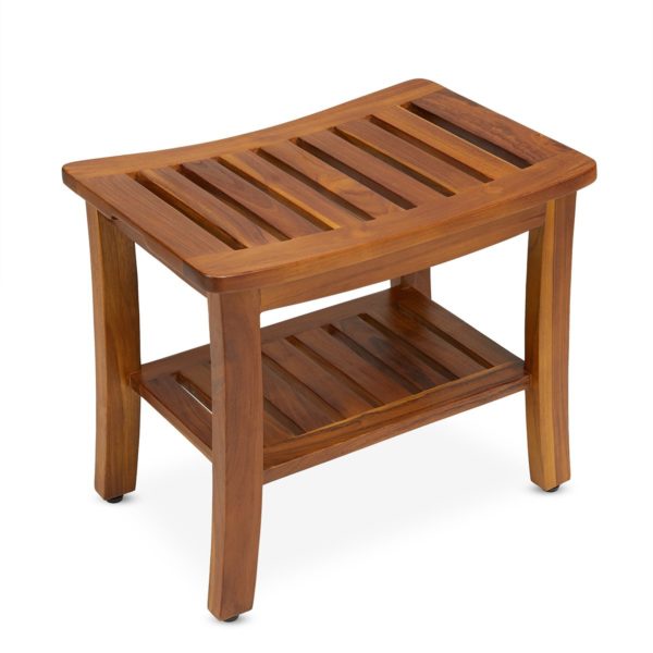 Contemporary Teak Shower Bench 21 Inch for Home or Spa