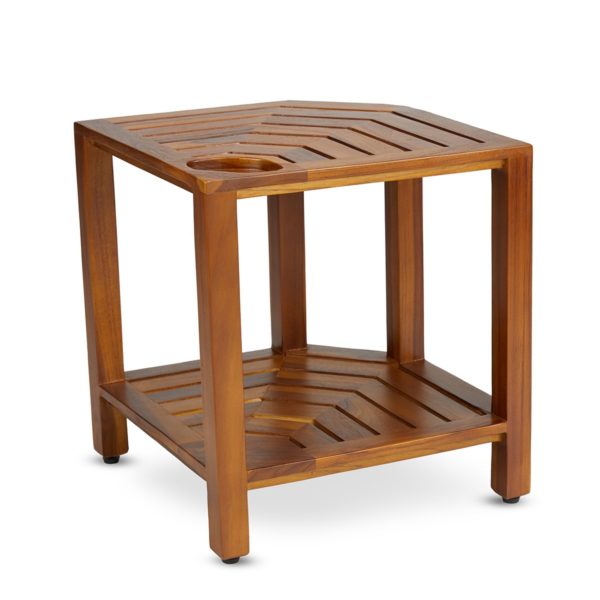 Contemporary The RA, Teak Corner Shower Bench for Sale - TeakCraftUS