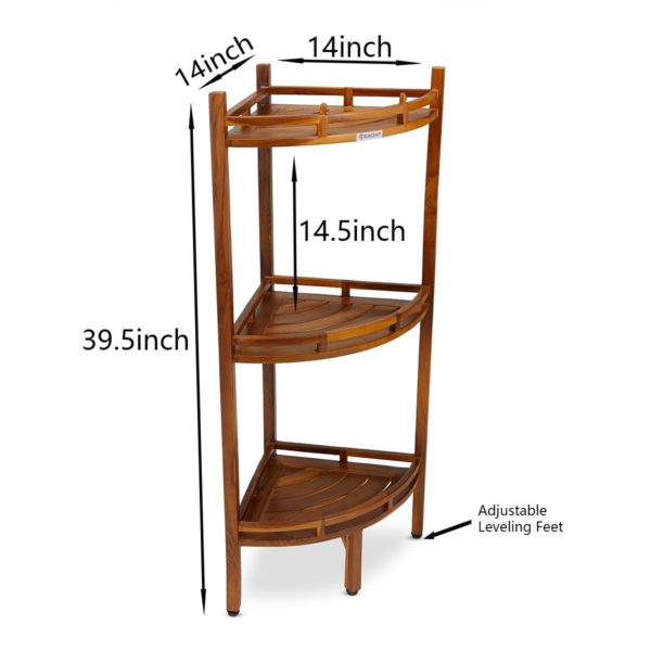 Moder The OM, Teak 3 Tier Corner Shelf Online - TeakCraftUS